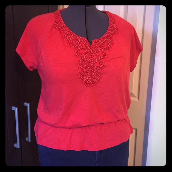 Chico's Tops - Chico’s Size 3 Beaded Gathered Top